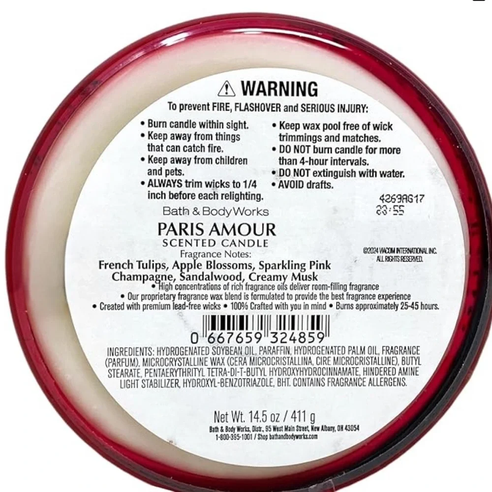 NWT Bath & Body Work Emily in Paris Paris Amour Three Wick Candle 14.5 oz unused